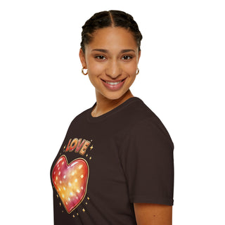 Love Heart Graphic T-Shirt, Cute Aesthetic Red Gold Heart Shirt for Women