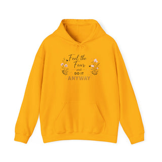Feel the Fear Do It Anyway Inspirational Floral Hoodie Positive Quote Gift