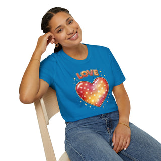 Love Heart Graphic T-Shirt, Cute Aesthetic Red Gold Heart Shirt for Women