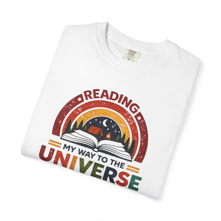 Retro Reading My Way to the Universe Book Lover Bookworm Librarian Tee