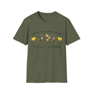 Keep Trying Keep Blooming Don’t Give Up Inspirational Floral T-Shirt Gift