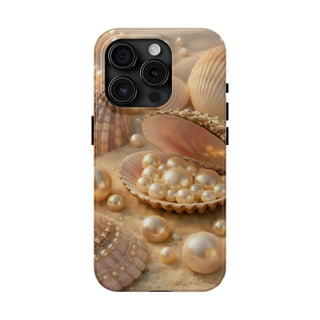 Pearl Seashell Tough Phone Case, Beachy Luxe Protective Aesthetic Cover
