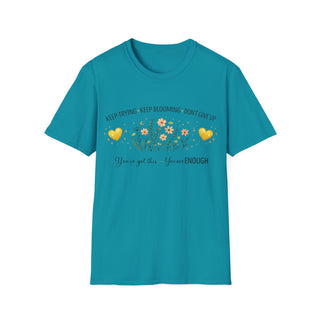 Keep Trying Keep Blooming Don’t Give Up Inspirational Floral T-Shirt Gift