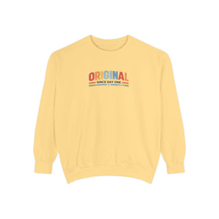 Vintage Graphic Sweatshirt – Garment Dyed Relaxed Fit Crewneck Original Since Day One Sweatshirt