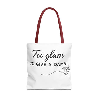 Too Glam to Give a Damn Tote Bag, Funny Aesthetic Canvas Gift for Her