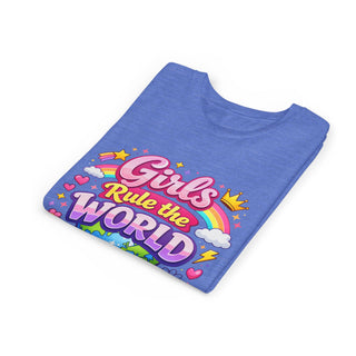 Girls Rule The World Shirt Cute Empowering Kids Graphic Tee Gift