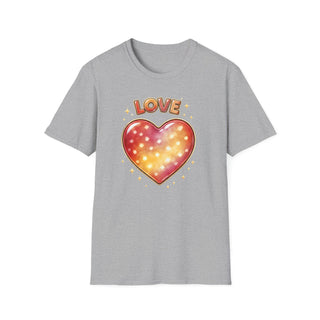 Love Heart Graphic T-Shirt, Cute Aesthetic Red Gold Heart Shirt for Women