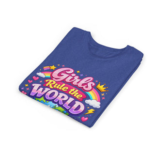 Girls Rule The World Shirt Cute Empowering Kids Graphic Tee Gift