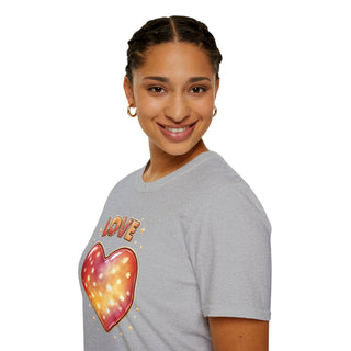 Love Heart Graphic T-Shirt, Cute Aesthetic Red Gold Heart Shirt for Women