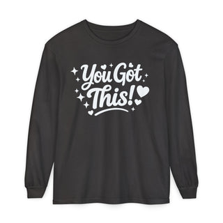 You Got This Long Sleeve Shirt – Cute Motivational Graphic Tee, Positive Affirmation Shirt, Trendy Red Aesthetic Top