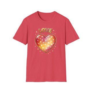 Love Heart Graphic T-Shirt, Cute Aesthetic Red Gold Heart Shirt for Women