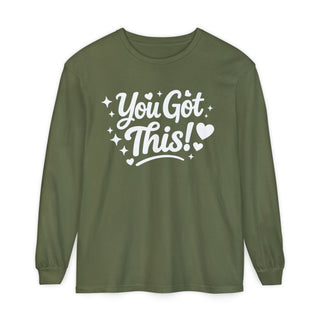 You Got This Long Sleeve Shirt – Cute Motivational Graphic Tee, Positive Affirmation Shirt, Trendy Red Aesthetic Top