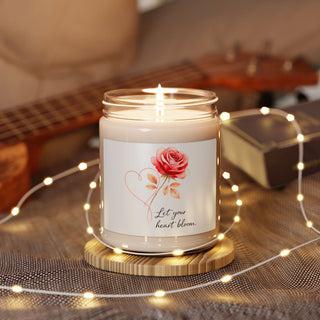Let Your Heart Bloom Soy Candle, Calming Spa Scented Gift for Home Decor