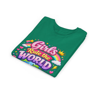 Girls Rule The World Shirt Cute Empowering Kids Graphic Tee Gift