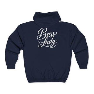 Boss Lady Hoodie Full Zip Motivational Statement Hoodie for Women Comfortable Casual