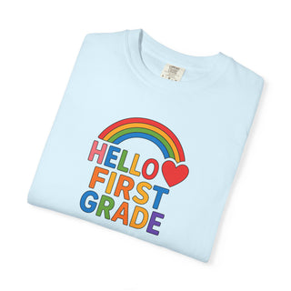 Hello First Grade T-Shirt — Rainbow Back-to-School Shirt for Kids