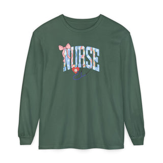Floral Nurse Long Sleeve Shirt Girly Healthcare RN LPN NICU School Nurse Gift Tee Nurse Appreciation Gift New Nurse Gift