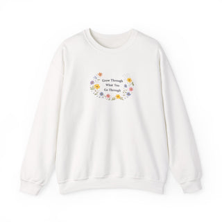 Grow Through What You Go Through Sweatshirt, Floral Motivational Crewneck