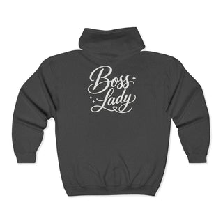 Boss Lady Hoodie Full Zip Motivational Statement Hoodie for Women Comfortable Casual