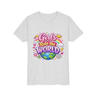 Girls Rule The World Shirt Cute Empowering Kids Graphic Tee Gift