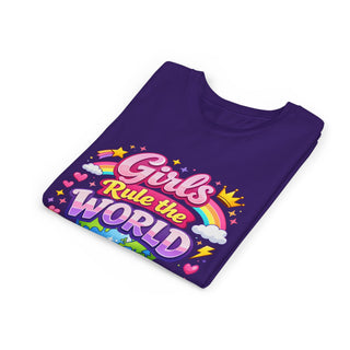 Girls Rule The World Shirt Cute Empowering Kids Graphic Tee Gift
