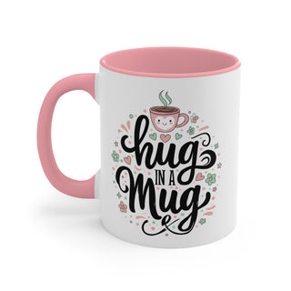 Hug in a Mug Accent Mug, Pink Interior Cute Floral Coffee Tea Cup Gift