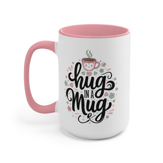 Hug in a Mug Accent Mug, Pink Interior Cute Floral Coffee Tea Cup Gift