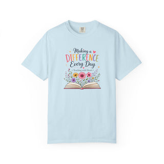 Making a Difference Every Day Teacher Shirt, Teaching with Heart Tee, Inspirational Teacher Gift, Cute Floral Teacher T-Shirt
