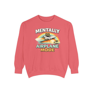 Comfort Colors Mentally On Airplane Mode Vintage Retro Airplane Sweatshirt