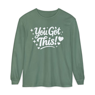 You Got This Long Sleeve Shirt – Cute Motivational Graphic Tee, Positive Affirmation Shirt, Trendy Red Aesthetic Top