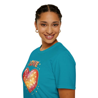 Love Heart Graphic T-Shirt, Cute Aesthetic Red Gold Heart Shirt for Women