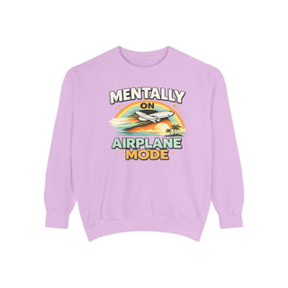 Comfort Colors Mentally On Airplane Mode Vintage Retro Airplane Sweatshirt