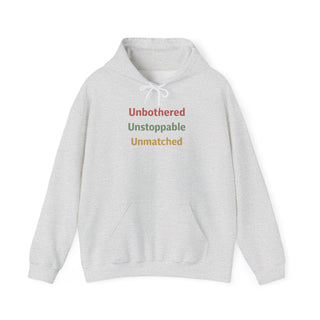 Unbothered Unstoppable Unmatched Hoodie, Embroidered Sweatshirt