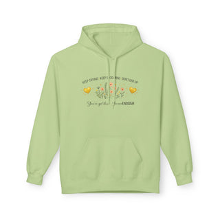 Keep Trying Keep Blooming Don’t Give Up Motivational Floral Hoodie Gift