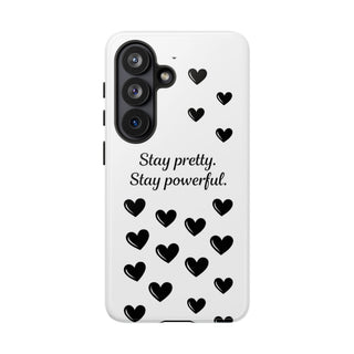 Stay Pretty Stay Powerful Phone Case, Cute Minimalist Heart Gift for Her