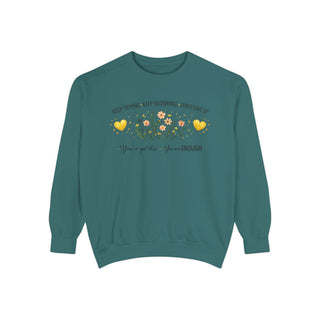 Keep Trying Keep Blooming Don’t Give Up Inspirational Floral Sweatshirt Gift