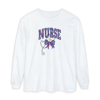 Floral Nurse Long Sleeve Shirt Girly Healthcare RN LPN NICU School Nurse Stethoscope Tee Nurse Appreciation New Grad Birthday Gift