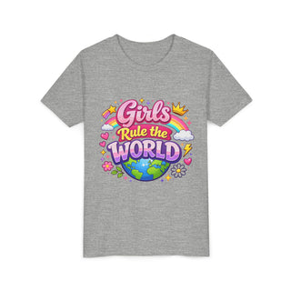 Girls Rule The World Shirt Cute Empowering Kids Graphic Tee Gift