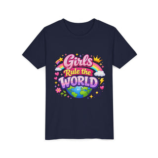 Girls Rule The World Shirt Cute Empowering Kids Graphic Tee Gift