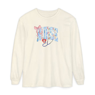 Floral Nurse Long Sleeve Shirt Girly Healthcare RN LPN NICU School Nurse Gift Tee Nurse Appreciation Gift New Nurse Gift