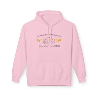 Keep Trying Keep Blooming Don’t Give Up Motivational Floral Hoodie Gift