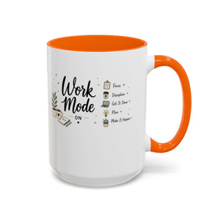 Work Mode ON Accent Coffee Mug (11, 15oz) – Productivity & Focus