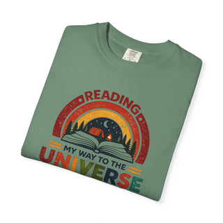 Retro Reading My Way to the Universe Book Lover Bookworm Librarian Tee