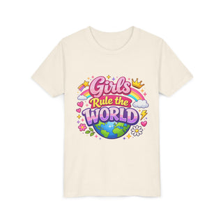 Girls Rule The World Shirt Cute Empowering Kids Graphic Tee Gift