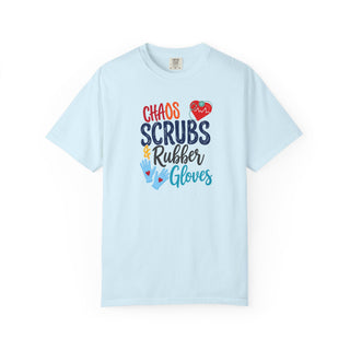 Chaos Scrubs & Rubber Gloves T-Shirt, Funny Nurse Shirt, RN LPN Gift, Healthcare Worker Tee, Nurse Appreciation Shirt, Medical Professional Gift