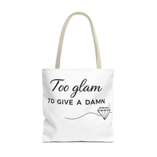 Too Glam to Give a Damn Tote Bag, Funny Aesthetic Canvas Gift for Her