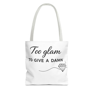 Too Glam to Give a Damn Tote Bag, Funny Aesthetic Canvas Gift for Her