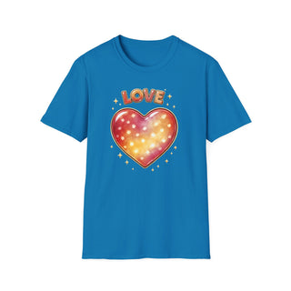 Love Heart Graphic T-Shirt, Cute Aesthetic Red Gold Heart Shirt for Women