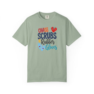 Chaos Scrubs & Rubber Gloves T-Shirt, Funny Nurse Shirt, RN LPN Gift, Healthcare Worker Tee, Nurse Appreciation Shirt, Medical Professional Gift