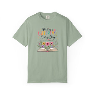 Making a Difference Every Day Teacher Shirt, Teaching with Heart Tee, Inspirational Teacher Gift, Cute Floral Teacher T-Shirt